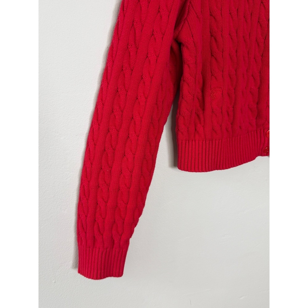 Frankies Bikinis Dudley Cable Knit Sweater Womens M Red Cropped Beach Layering - Picture 3 of 10